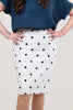 Image of Steven Guy Knee Length Straight Skirt - White/Navy