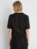 Image of NIC+ZOE Elbow Sleeve Anytime Sequin Polo Sweater - Black Onyx