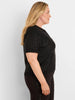 Image of NIC+ZOE Elbow Sleeve Anytime Sequin Polo Sweater - Black Onyx
