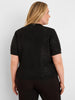 Image of NIC+ZOE Elbow Sleeve Anytime Sequin Polo Sweater - Black Onyx