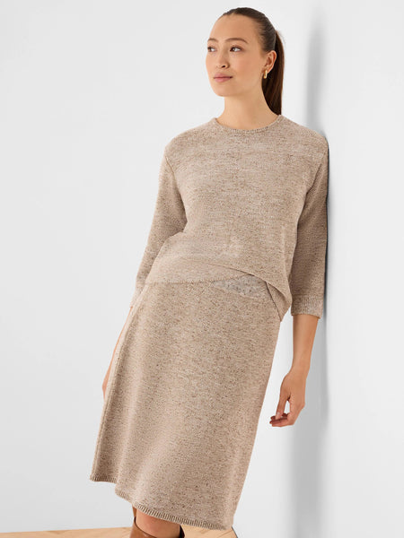NIC+ZOE 3/4 Sleeve Tweed Stitch Sweater - Neutral Mix