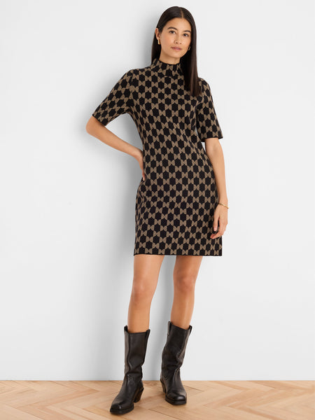 NIC+ZOE Mock Neck Mod Squad Sweater Dress - Black Multi