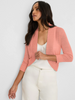 Image of NIC+ZOE Rib Trim Open Front Lightweight Knit Bolero Cardigan Sweater - Persimmon