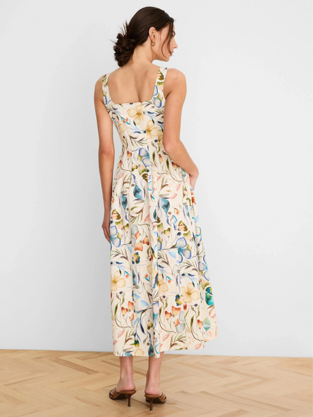 NIC+ZOE Chloe Sleeveless Pressed Flowers Print Dress - Ivory/Multicolor
