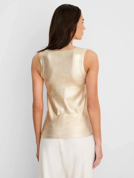 NIC+ZOE Glazed Ribbed Fitted Scoop Neck Tank Top - Gold