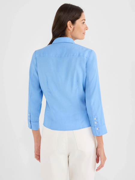 NIC+ZOE Iconic Tie Front Split Neck Shirt - French Blue