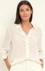 Image of NIC+ZOE Aura Dot Button Front Sheer Shirt - White/Gold