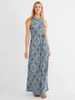 Image of NIC+ZOE Becca Sleeveless Filagree Tile Print Belted Maxi Dress - Blue/Multicolor