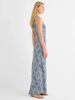 Image of NIC+ZOE Becca Sleeveless Filagree Tile Print Belted Maxi Dress - Blue/Multicolor