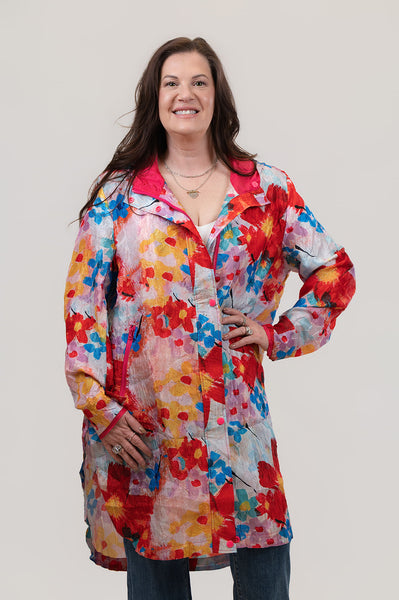 Oopera Packable Floral Print Rain Coat - Multicolor