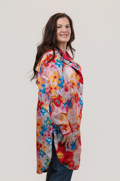 Oopera Packable Floral Print Rain Coat - Multicolor