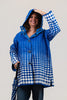 Image of Oopera Toggle Front Closure Reversible Hooded Raincoat with Matching Umbrella - Royal Blue/White