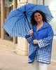 Image of Oopera Toggle Front Closure Reversible Hooded Raincoat with Matching Umbrella - Royal Blue/White