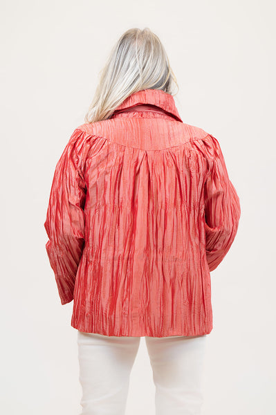Oopera Hidden Hood Crinkle Rain Jacket - Coral