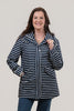 Image of Oopera Snap & Zip Front Closure Hooded Striped Rain Jacket - Navy/White