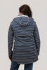 Image of Oopera Snap & Zip Front Closure Hooded Striped Rain Jacket - Navy/White