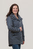 Image of Oopera Snap & Zip Front Closure Hooded Striped Rain Jacket - Navy/White