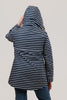 Image of Oopera Snap & Zip Front Closure Hooded Striped Rain Jacket - Navy/White