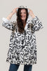 Image of Oopera Toggle Front Closure Reversible Love Print Hooded Raincoat - White/Black