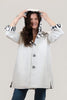Image of Oopera Toggle Front Closure Reversible Love Print Hooded Raincoat - White/Black