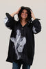 Image of Oopera Toggle Front Closure Reversible Marilyn Monroe Print Hooded Raincoat - Black/White