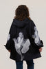 Image of Oopera Toggle Front Closure Reversible Marilyn Monroe Print Hooded Raincoat - Black/White