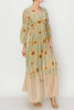 Image of Origami Apparel by Vivien Sunflower Print Long Lace Dress - Sage/Multicolor