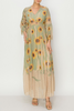 Image of Origami Apparel by Vivien Sunflower Print Long Lace Dress - Sage/Multicolor