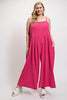 Image of GiGiO Textured Woven Sleeveless Wide Leg Jumpsuit - Fuchsia