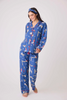 Image of PJ Salvage Love Leo Dog Rescue Cozy Flannel 3 Piece Pajama Set - Dark Denim