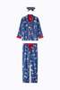 Image of PJ Salvage Love Leo Dog Rescue Cozy Flannel 3 Piece Pajama Set - Dark Denim