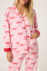 Image of PJ Salvage Ribbons & Bows Flannel 3 Piece Pajama Set - Candy Pink