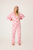 Image of PJ Salvage Ribbons & Bows Flannel 3 Piece Pajama Set - Candy Pink