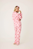 Image of PJ Salvage Ribbons & Bows Flannel 3 Piece Pajama Set - Candy Pink