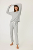 Image of PJ Salvage Silver Sparkle Waffle Thermal Ski Jammie Set - Heather Grey