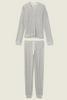 Image of PJ Salvage Silver Sparkle Waffle Thermal Ski Jammie Set - Heather Grey