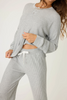 Image of PJ Salvage Silver Sparkle Waffle Thermal Ski Jammie Set - Heather Grey