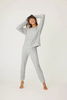 Image of PJ Salvage Silver Sparkle Waffle Thermal Ski Jammie Set - Heather Grey