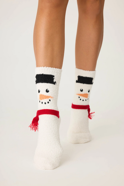 PJ Salvage Snowman Fun Socks - White