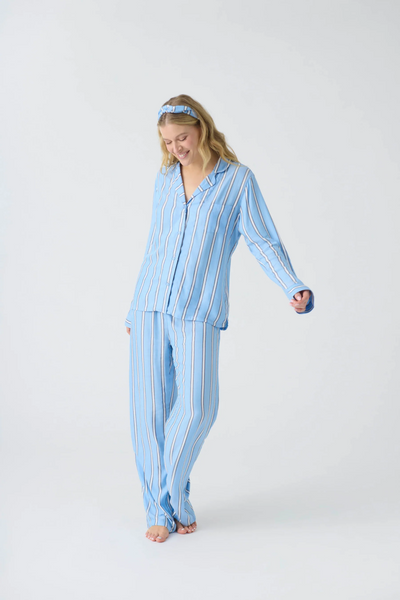 PJ Salvage Stripe Hype 3 Piece Pajama Set - Periwinkle