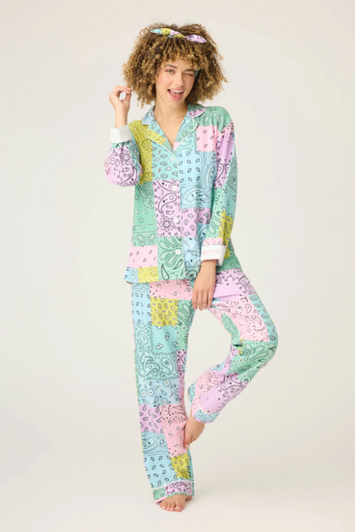 PJ Salvage Flannel Paisley 3 Piece Pajama Set - Multicolor