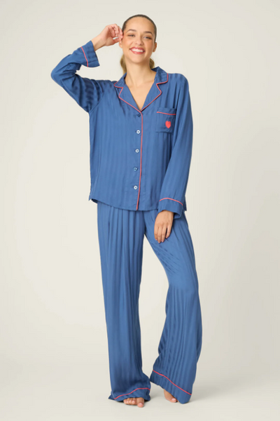 PJ Salvage La Rose Tonal Striped 2 Piece Pajama Set - Harbor