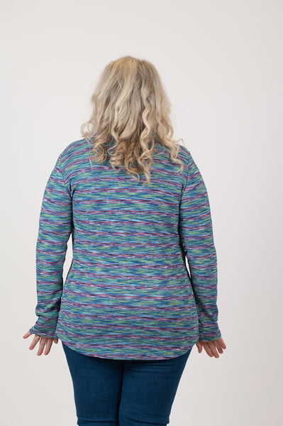 Pure Essence Drawstring Cowl Neck Tunic - Paris Blue