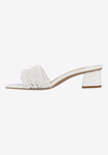 J. Reneé Purla Embellished Block Heel Slide - Clear/White