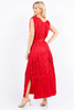 Image of Paparazzi Pleated Crinkle Satin Sleeveless Midi Dress - Red