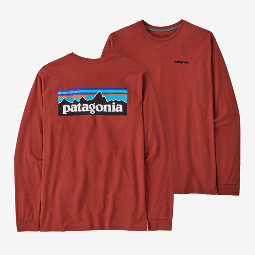 Patagonia Men's Long Sleeve P6 Logo Responsibili-Tee - Burl Red