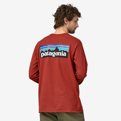 Patagonia Men's Long Sleeve P6 Logo Responsibili-Tee - Burl Red