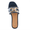Image of Patrizia by Spring Step Lamiyah Gold Bit Fringe Detail Slide Sandal - Navy