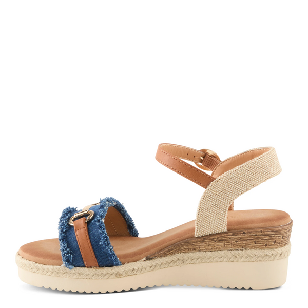 Patrizia by Spring Step Lemire Denim Horse Bit Wedge Sandal - Dark Denim