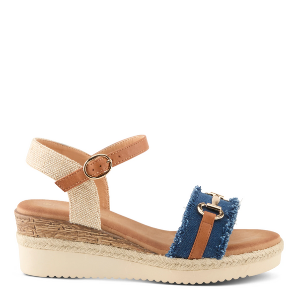 Patrizia by Spring Step Lemire Denim Horse Bit Wedge Sandal - Dark Denim